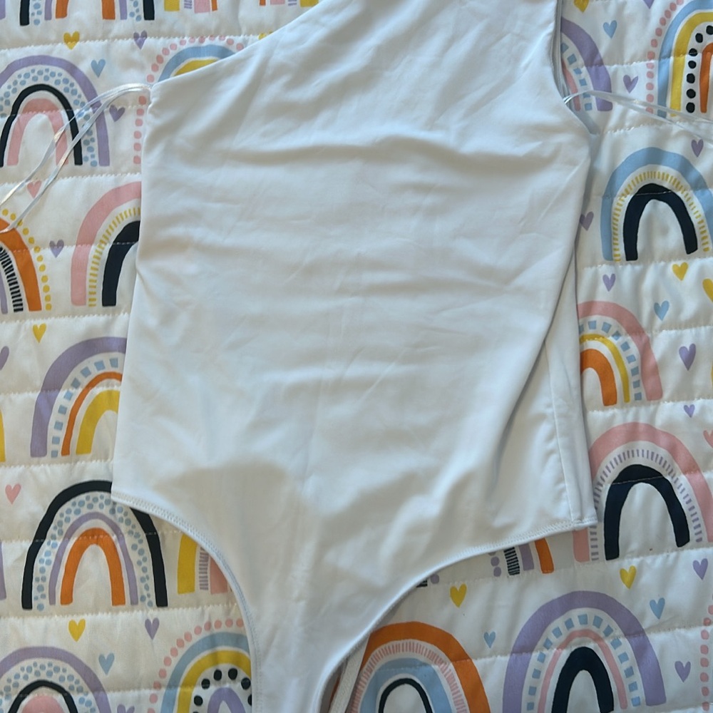 White High-Cut Bodysuit with Classic Design